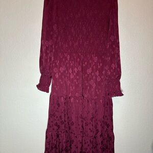 Elegant maroon Long Sleeve dress